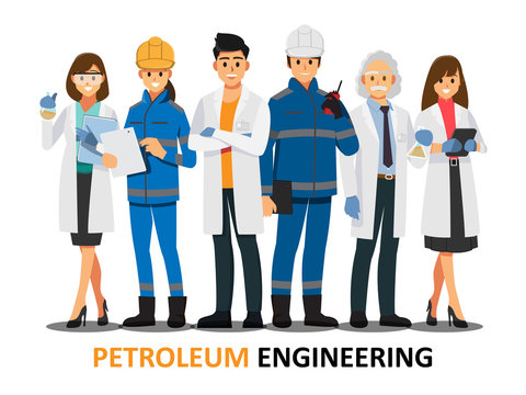 petroleum engineering teamwork ,Vector illustration cartoon character.