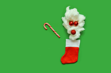 Santa Claus minimal concept. Christmas New Year flat lay.Symbol Christmas Santa