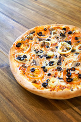 Pizza on a restaurant table