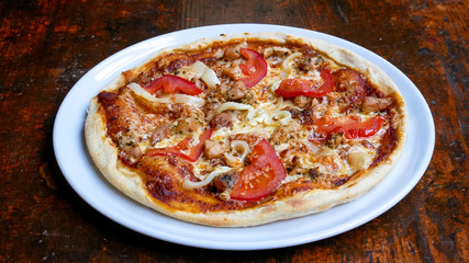 Pizza on a restaurant table