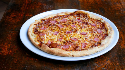 Pizza on a restaurant table