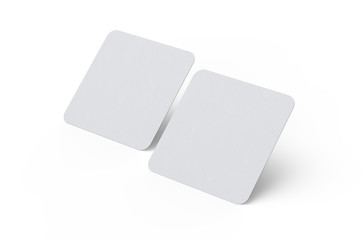 Square round corner business card, mock up template for business card, invitation car, greeting card, flyer and brochure, 3d illustration