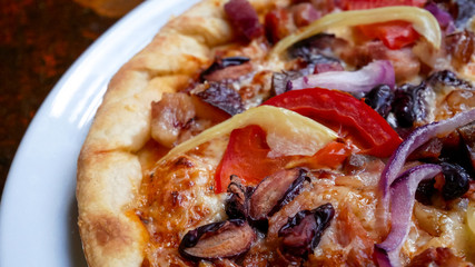 Pizza on a restaurant table