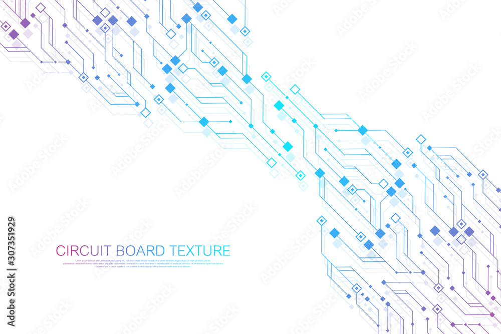 Leinwandbilder Technology abstract circuit board texture background. High-tech futuristic circuit board banner wallpaper. Digital data. Engineering electronic motherboard. Minimal array Big Data Vector illustration