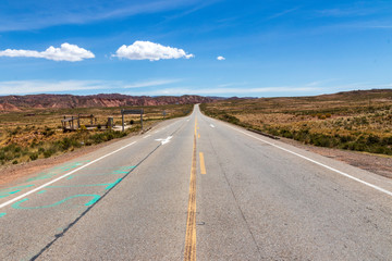 Fototapeta na wymiar Empty road near Sajama in Bolivia.