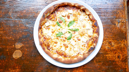 Pizza on a restaurant table