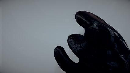 Schwarze Form erkundet die Leere