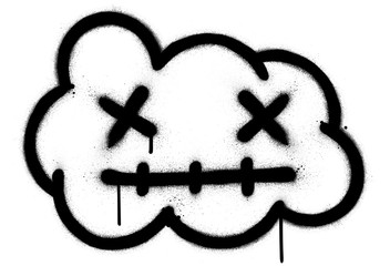 graffiti sick cloud icon sprayed in black over white © johnjohnson