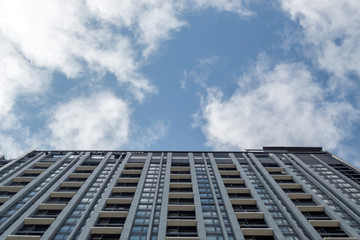 Office building on sky background.