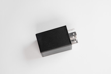 New black electric auxiliary coil power relay magnetic contactor 12v auto parts on gray gradient...