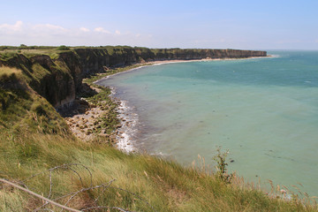 Fototapeta na wymiar atlantic littoral in pointe du hoc in normandy (france)
