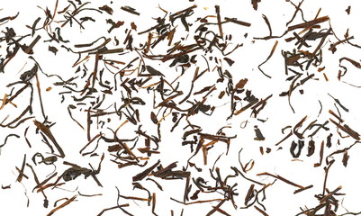 Dry black tea isolated on white background