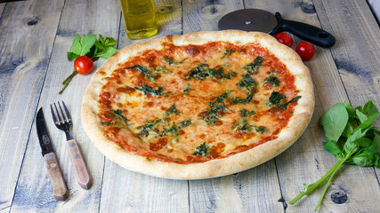 Pizza on a restaurant table