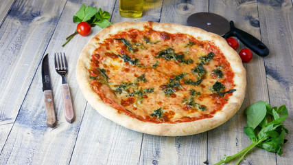 Pizza on a restaurant table