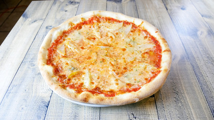 Pizza on a restaurant table