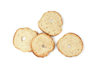 Bake rolls. Mini bread chips isolated on white background.