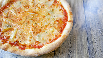 Pizza on a restaurant table