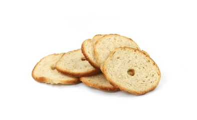 Bake rolls. Mini bread chips isolated on white background.