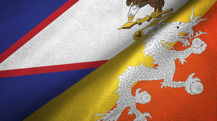 American Samoa and Bhutan two flags textile cloth, fabric texture