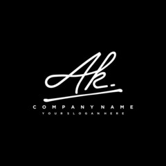 AK initials signature logo. Handwriting logo vector templates. Hand drawn Calligraphy lettering Vector illustration.