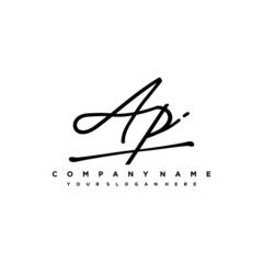AP initials signature logo. Handwriting logo vector templates. Hand drawn Calligraphy lettering Vector illustration.