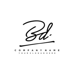 BD initials signature logo. Handwriting logo vector templates. Hand drawn Calligraphy lettering Vector illustration.