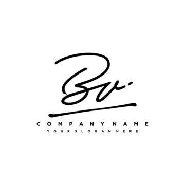 BV initials signature logo. Handwriting logo vector templates. Hand drawn Calligraphy lettering Vector illustration.