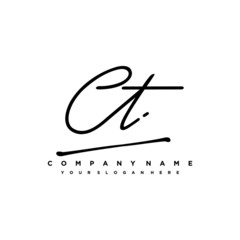 CT initials signature logo. Handwriting logo vector templates. Hand drawn Calligraphy lettering Vector illustration.