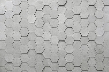 Geometric hexagons. Abstract silver metal background.