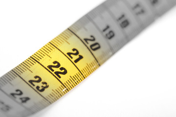 Measuring tape, selective focus on 22