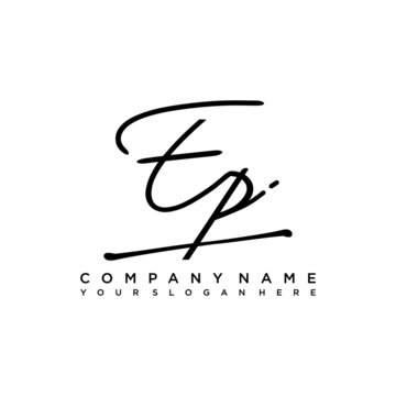 EP initials signature logo. Handwriting logo vector templates. Hand drawn Calligraphy lettering Vector illustration.