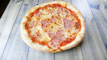 Pizza on a restaurant table