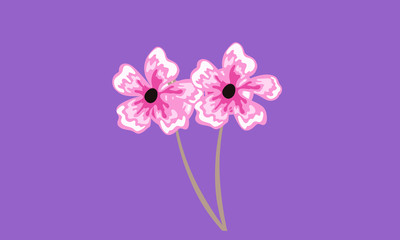 Fototapeta na wymiar pink flowers isolated on purple background