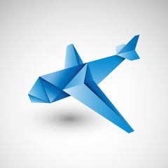 Samolot origami logo wektor - obrazy, fototapety, plakaty