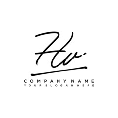 HV initials signature logo. Handwriting logo vector templates. Hand drawn Calligraphy lettering Vector illustration.