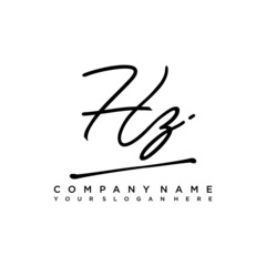 Fototapeta premium HZ initials signature logo. Handwriting logo vector templates. Hand drawn Calligraphy lettering Vector illustration.