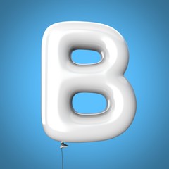 Letter B made of White Balloons. Alphabet concept. 3d rendering isolated on Blue Background