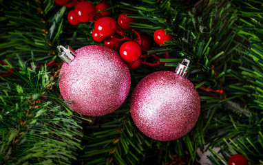 Obraz na płótnie Canvas Colorful christmas balls and christmas decoration