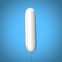 Letter I made of White Balloons. Alphabet concept. 3d rendering isolated on Blue Background