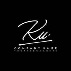 KU initials signature logo. Handwriting logo vector templates. Hand drawn Calligraphy lettering Vector illustration.