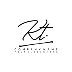 KT initials signature logo. Handwriting logo vector templates. Hand drawn Calligraphy lettering Vector illustration.