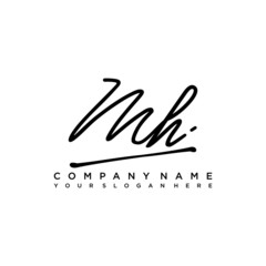 MH initials signature logo. Handwriting logo vector templates. Hand drawn Calligraphy lettering Vector illustration.
