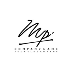 MP initials signature logo. Handwriting logo vector templates. Hand drawn Calligraphy lettering Vector illustration.