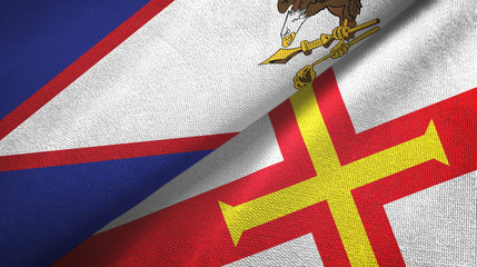 American Samoa and Guernsey two flags textile cloth, fabric texture