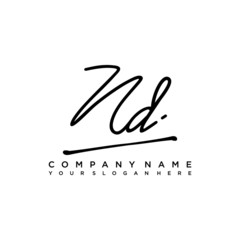 ND initials signature logo. Handwriting logo vector templates. Hand drawn Calligraphy lettering Vector illustration.