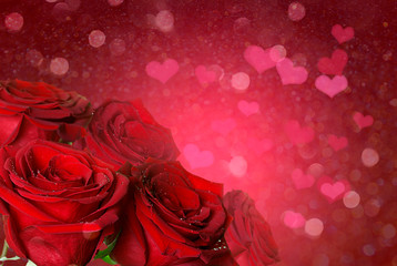 rosa roja con corazones para san Valentin 