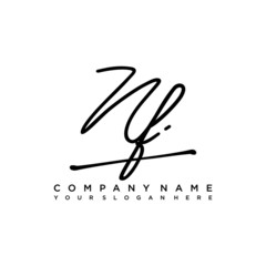 NF initials signature logo. Handwriting logo vector templates. Hand drawn Calligraphy lettering Vector illustration.