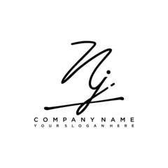 NJ initials signature logo. Handwriting logo vector templates. Hand drawn Calligraphy lettering Vector illustration.