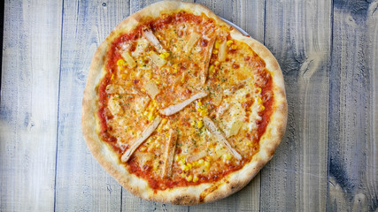Pizza on a restaurant table