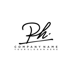 PH initials signature logo. Handwriting logo vector templates. Hand drawn Calligraphy lettering Vector illustration.